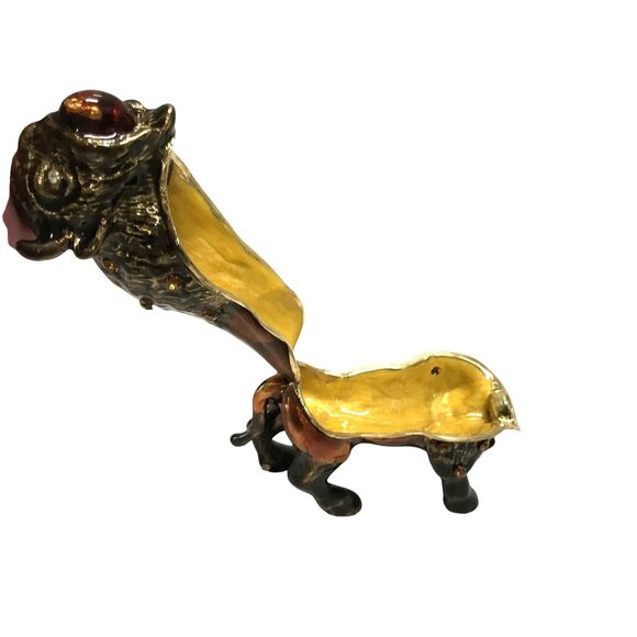 Buffalo Figurine Trinket Box With Hinged Lid & Crystal Accents - Picture 3 of 10